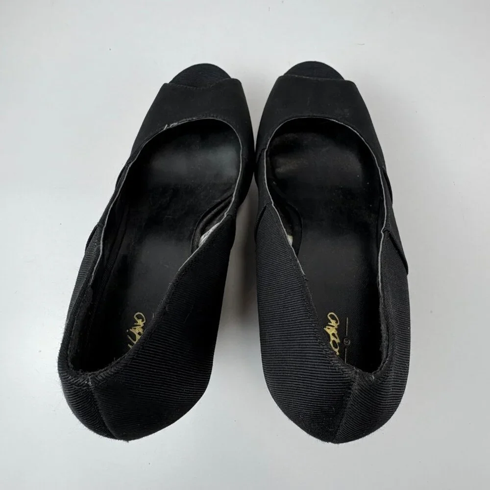 Black Peep Toe‎ Wedge Heels Cork Platform Size 8 By Mossimo Sox-Tab